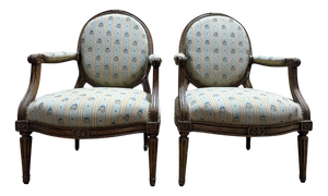 Louis XVI Cabriolet Armchairs with Medallions from Othon, Set of 2