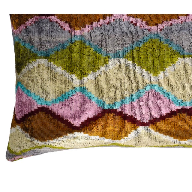Beverly Hils Silk Velvet Ikat Throw Pillow Cover, 16 X 24 For Sale - Image 4 of 6