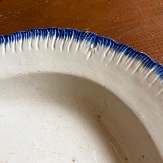 Early 19th Century Antique Staffordshire Pearlware Blue Feather Edge Platter, Circa 1820’s For Sale - Image 5 of 12