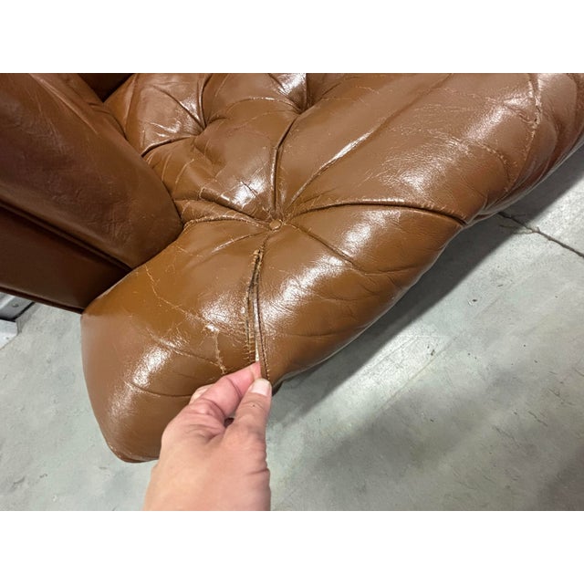 Mid 20th Century Rare Iconic Vintage Cocheo Brothers Chesterfield Tufted Leather Loveseat Sofa For Sale - Image 5 of 12