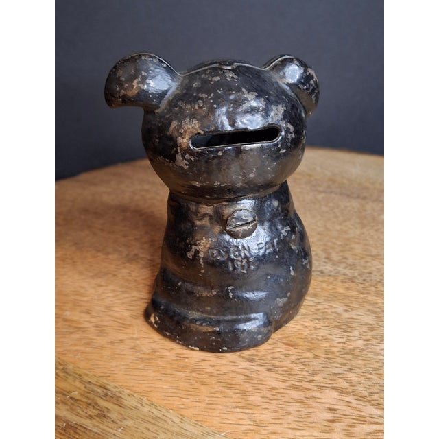 Rare Black Colorway Antique Hubley Cast Iron Fido Dog Still Bank 1904 Orig Paint For Sale - Image 14 of 18