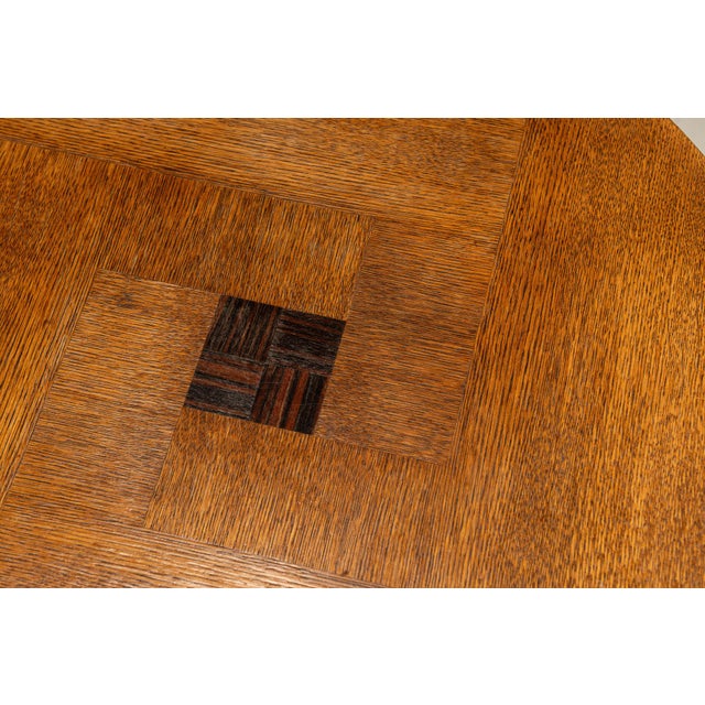 Brown Amsterdam School Side Table in Oak with Coromandel Inlay, Netherlands, 1930s For Sale - Image 8 of 10