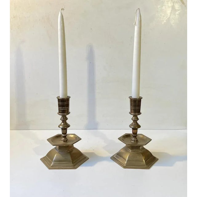 Vintage Church Altar Candlesticks in Brass, 1930s, Set of 2 For Sale - Image 4 of 8