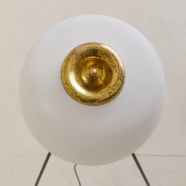 1950s Italian Tripod Floor Lamp with Opaline Globe Shade For Sale - Image 4 of 6