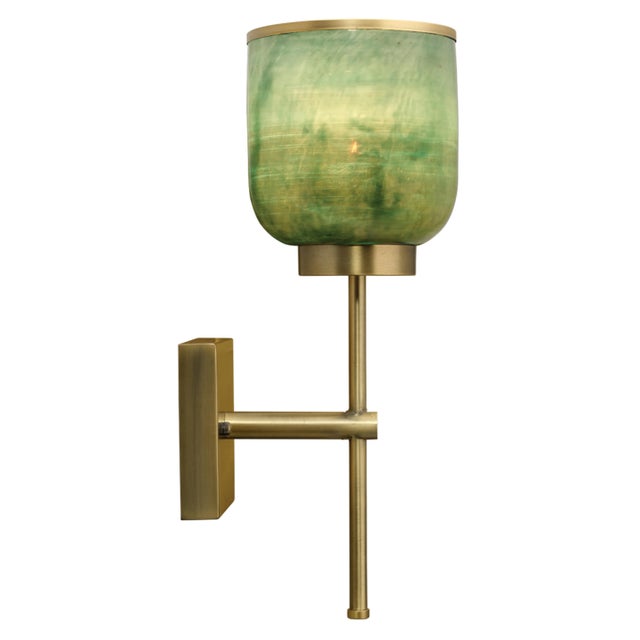 Metal Jamie Young Vapor Single Wall Sconce in Antique Brass & Aqua For Sale - Image 7 of 9