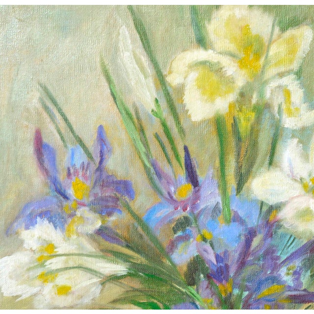 Green Vintage Still Life -- Yellow & Blue Floral by Doro For Sale - Image 8 of 8