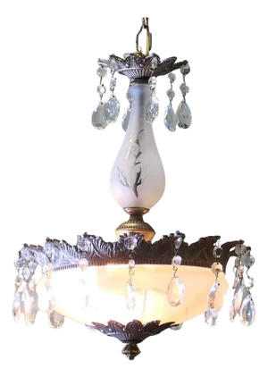 Arts and Crafts Crystal Bowl Pendant, 1930s