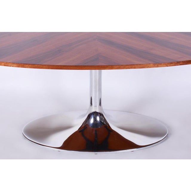 1960s Functionalism Oval Table in Chrome and Walnut from Kovona, Czechia, 1960s For Sale - Image 5 of 14