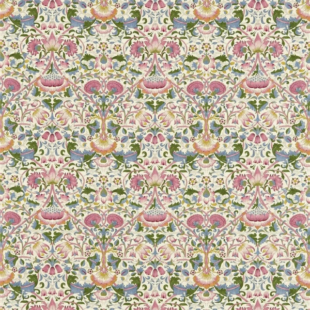 Morris & Co Lodden Fabric in Blush/Woad For Sale