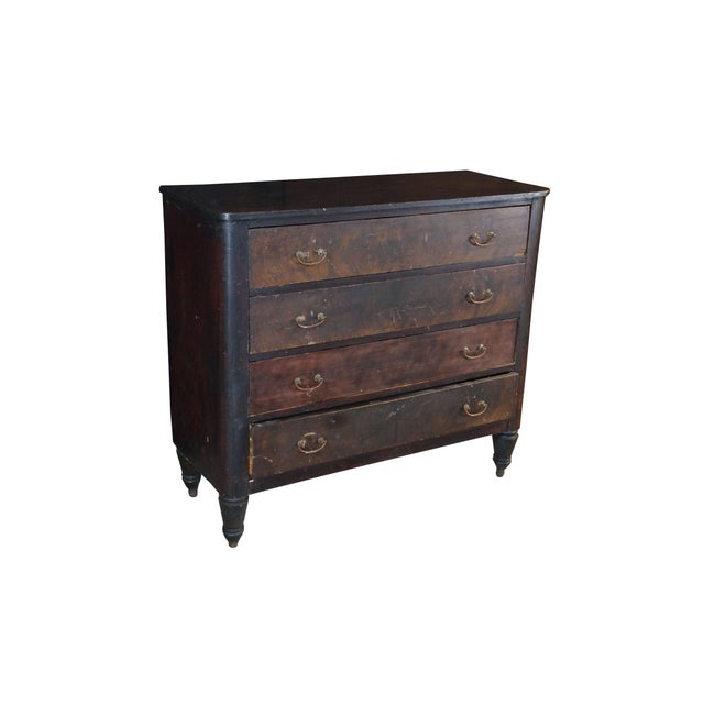 This classic antique chest of drawers, characteristic of late 18th-century and early Federal-period craftsmanship,...