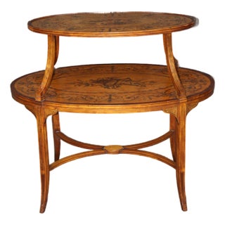 19th C Edward and Roberts Style 2 Tier Style Inlaid Desert Table For Sale