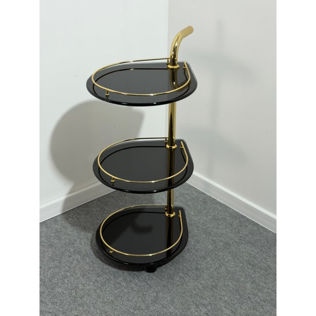 3-Tier Bar Trolley in Gold-Plated Metal and Smoked Glass, 1970 For Sale - Image 6 of 13
