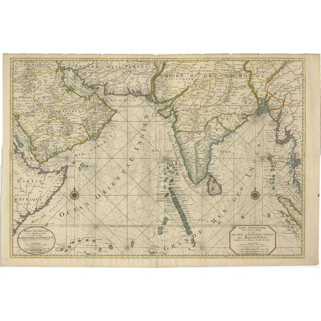 Antique Map of Southern Asia with India, the Maldives, Ceylon and Arabia, 1700 For Sale