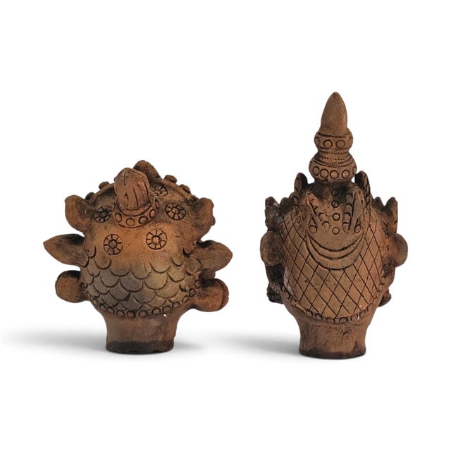Mid-20th Century Thai Ramakien-Style Terracotta Character Busts, Pair For Sale - Image 16 of 16