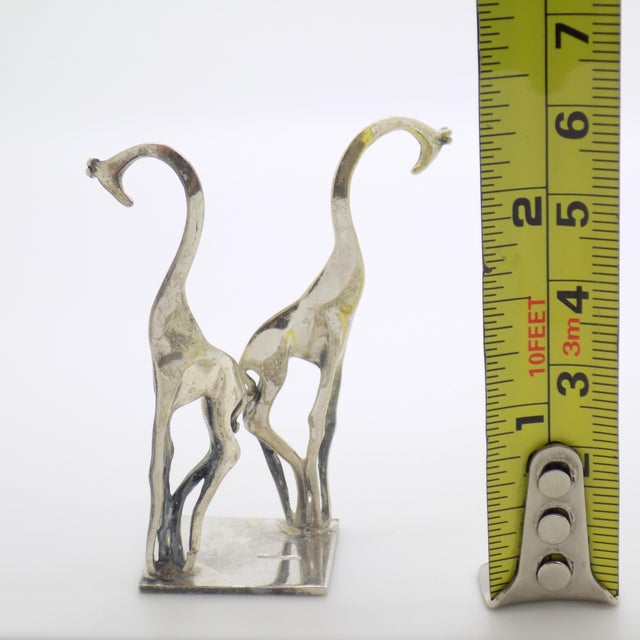 Silver Vintage Italian Handmade Genuine Silver Modern Design Giraffes Figurine Miniature For Sale - Image 8 of 8