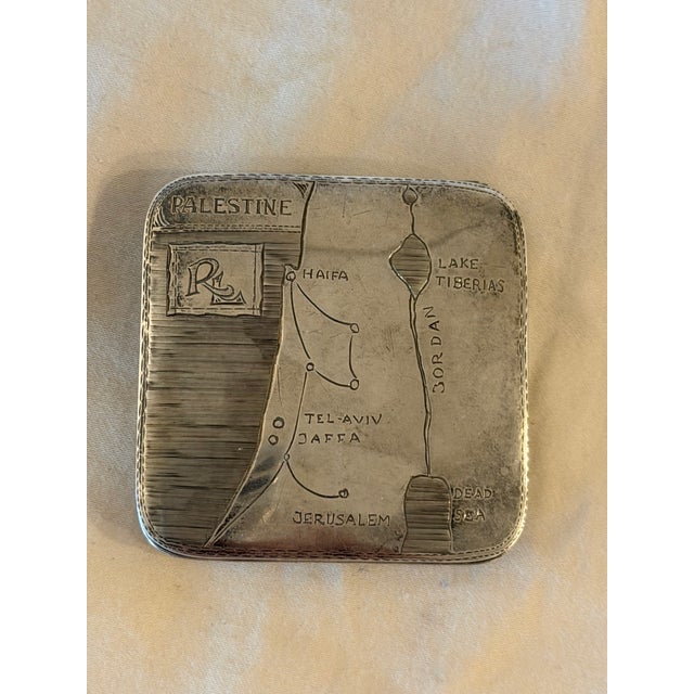 Vintage Sterling Silver Compact Case With Map of Palestine & Israel For Sale - Image 4 of 6