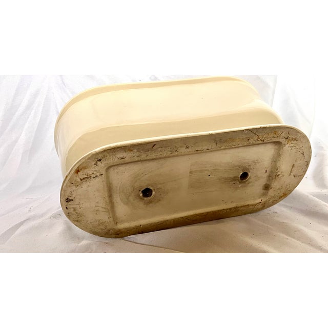 Antique Late 1800s French Porcelain Cast Iron Footed Oval Planter For Sale - Image 11 of 12