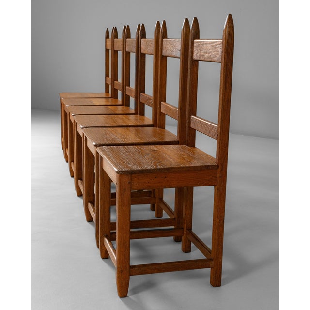 1970s French Brutalist Oak Dining Chairs In Original Patina - Set of 6 For Sale - Image 14 of 18