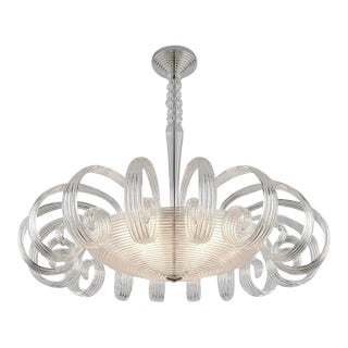 Large 1940s Barovier & Toso Murano Chandelier – Pulegoso Glass With Floral Elements For Sale