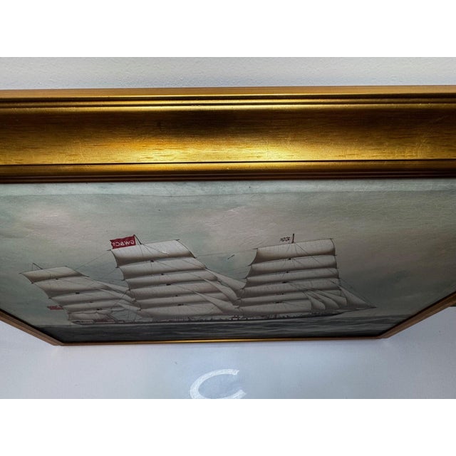 Large Antique Maritime Oil of the Square Rigger Wiscombe Park c.1910-1917 For Sale - Image 12 of 18