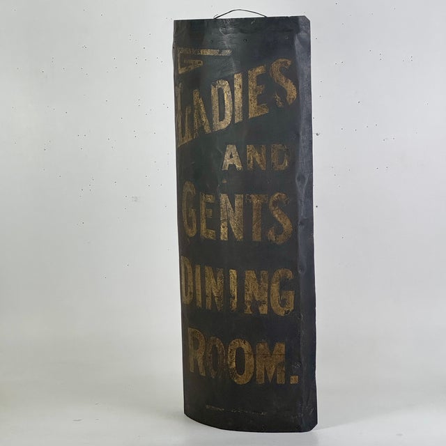 Black Rare to Market Civil War Era Metal Sign Advertising "Ladies and Gents Dinning Room" in Black & Gold For Sale - Image 8 of 11