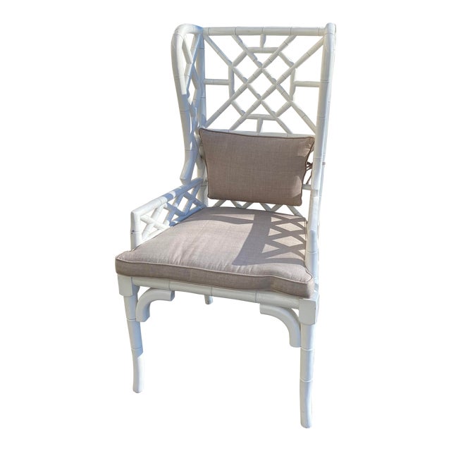 Guildmaster Faux Bamboo White Wingback Chair Chairish