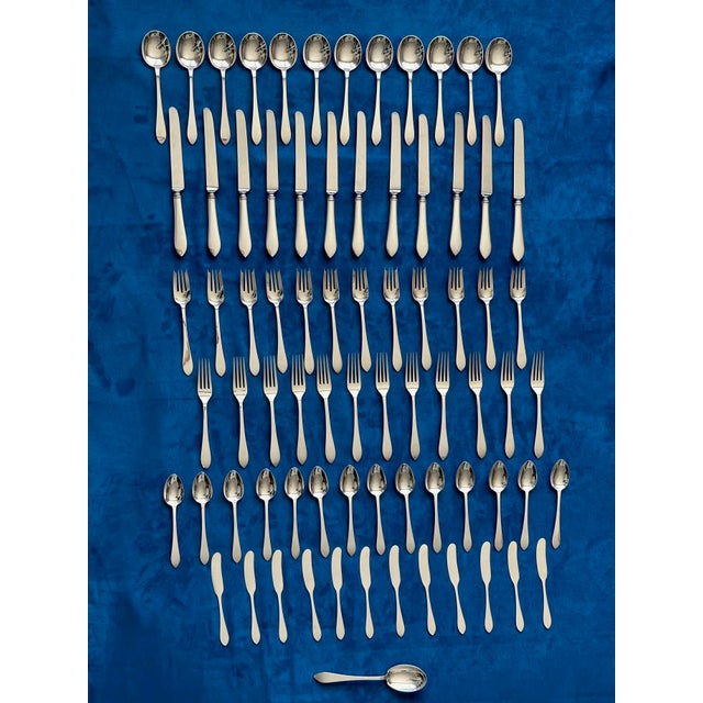 1910s Hollywood Regency Tiffany&Co. Faneuil Complete Set for 12 Sterling Silverware - 75 pcs For Sale - Image 10 of 11