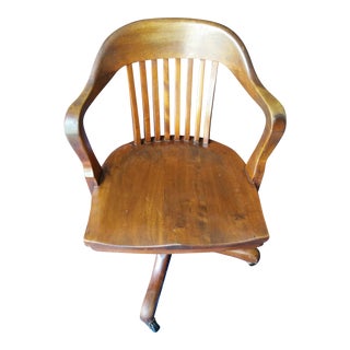 Marble & Shattuck Oak Barrel Back Swivel Chair For Sale