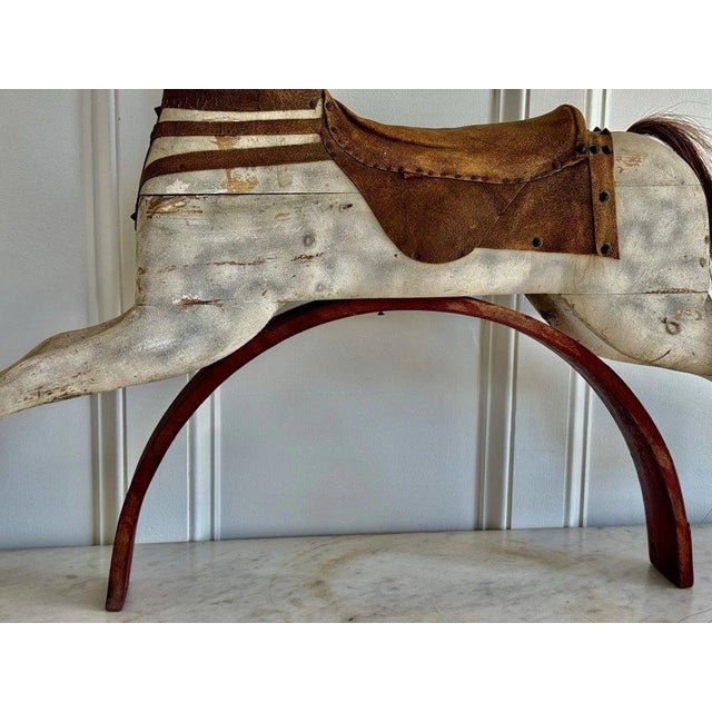 2020s Antique Late 19th Century Carved Wood Iron Whitney Reed Rocking Horse Sculpture For Sale - Image 5 of 9