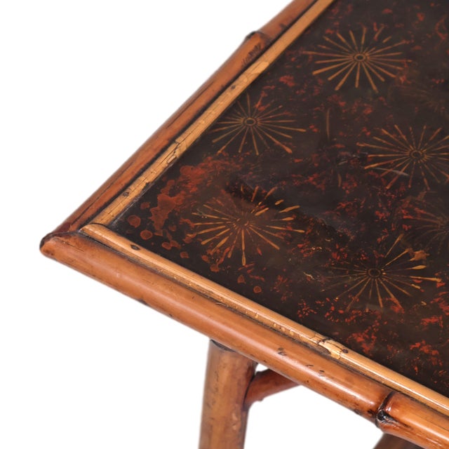 Late 19th Century Victorian Bamboo Occasional Table With Lacquered Top, English, Ca. 1880 For Sale - Image 5 of 11