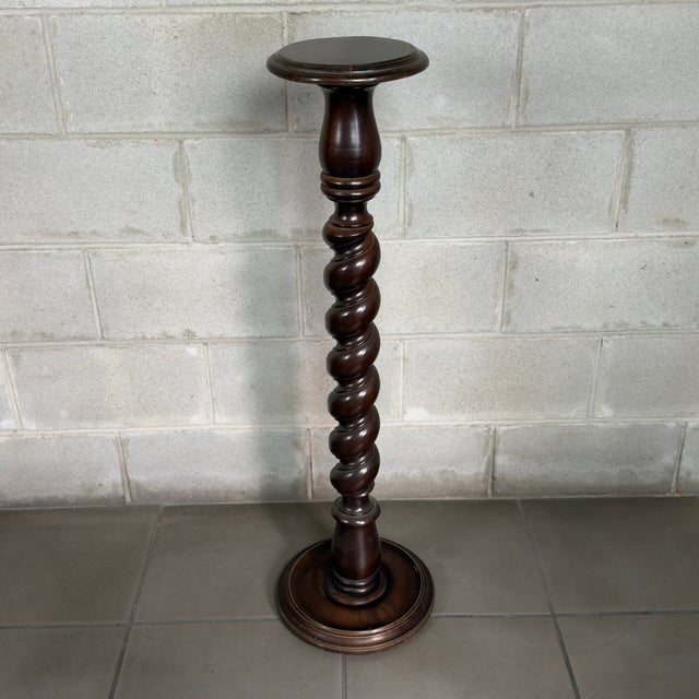 Vintage Italian Wood Torchon Pedestal Column, 1960s For Sale - Image 3 of 11