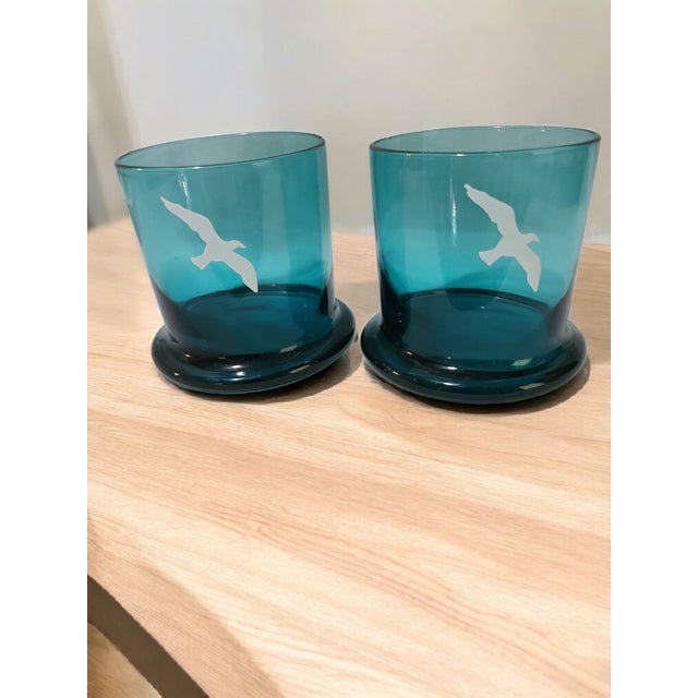 Elevate your home bar with this vintage pair of Coastal Ocean Blue Seagull Cocktail Rocks Glasses. Expertly crafted from...