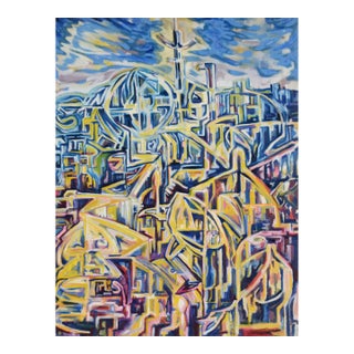 "Visions of the Metropolis #4" - Original Surrealist Oil on Canvas 1996 by Travis Flack For Sale