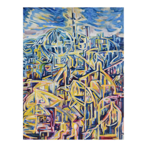 "Visions of the Metropolis #4" - Original Surrealist Oil on Canvas 1996 by Travis Flack