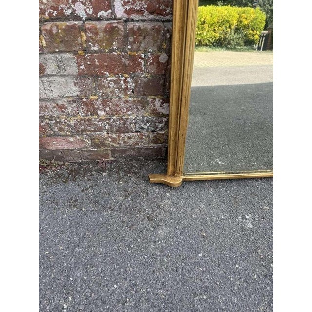 Large Antique 19th Century English Carved Gilt Wood and Gesso Arched Top Overmantle Mirror For Sale - Image 4 of 7