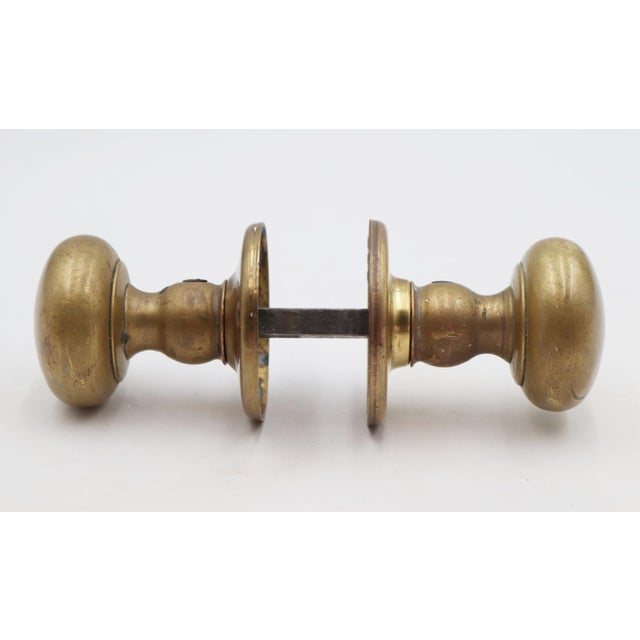 Vintage 1.625 In. Classic Brass Passage Door Knob Set For Sale - Image 4 of 6