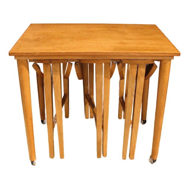 Circa 1960-70 Mid Century Modern Danish Table With Three Nesting Tables For Sale