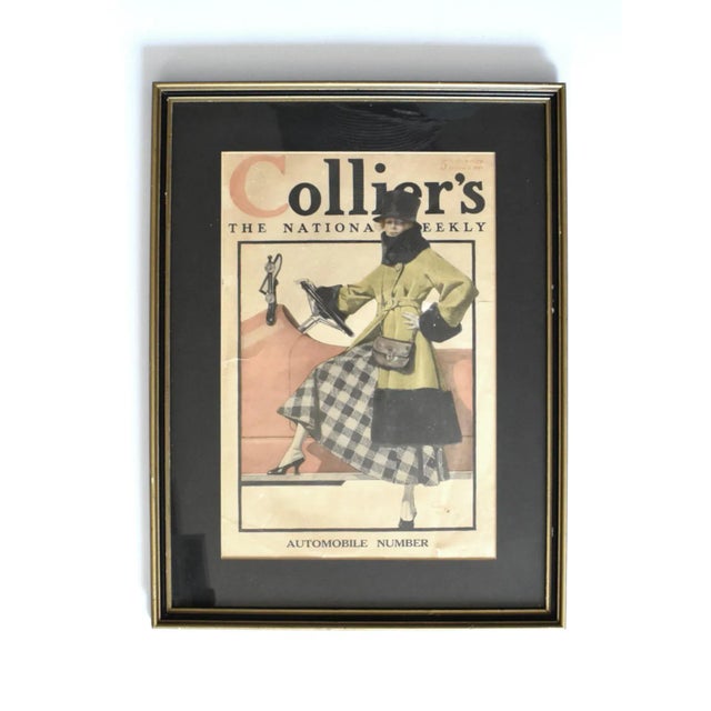 An antique framed cover of "Collier's: The National Weekly" magazine, "The Automobile Number" of January 6, 1917,...
