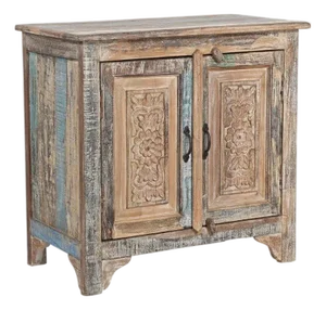 Cabinet/Buffet Constructed From Antique Indian Door Panels and Reclaimed Wood