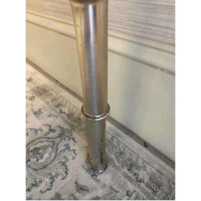 Mid 20th Century Tubular Metal Faux Bamboo Glass Top Console Table For Sale - Image 9 of 11