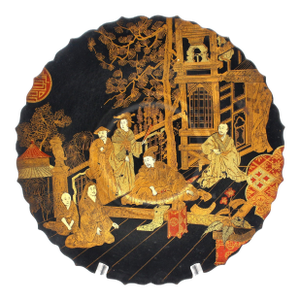 Circa 1850 Chinese Export Papier Mache Footed Tray