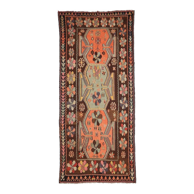 Mid 20th Century Vintage Large Turkish Kilim Rug For Sale