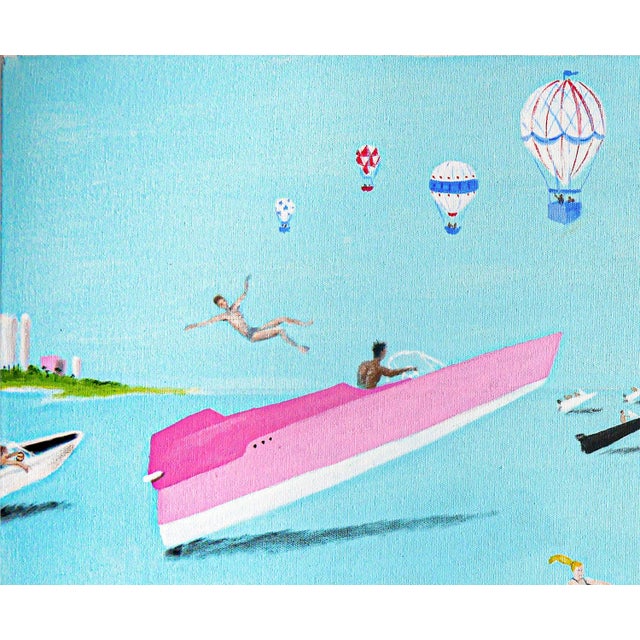2020s Scott Woodard "Regatta of Sorts" Pastel Blue and Pink Abstract Contemporary Landscape Painting, 2022 For Sale - Image 5 of 11