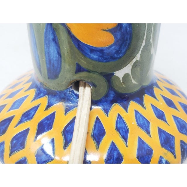 Antique Jules Verlingue Faience Lamp - Hand Painted Irises - 9" Tall -Signed Jv - France For Sale - Image 12 of 13