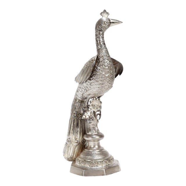 Antique Kutch or Ottoman Silver Peacock or Bird of Paradise Rose Water Sprinkler For Sale