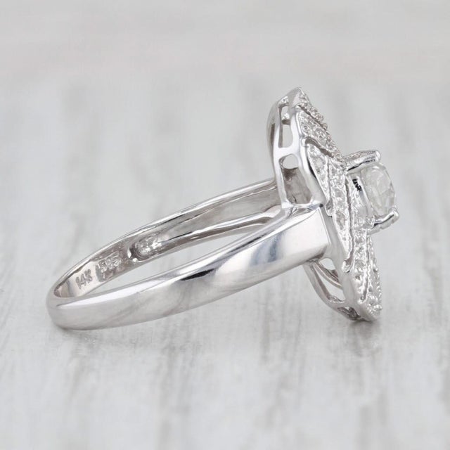 2010s 0.59ctw Diamond Engagement Ring 14k White Gold Size 7.25 Pave Openwork For Sale - Image 5 of 8