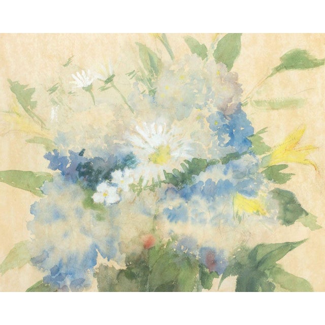 Contemporary Bouquet of Flowers Mixed Media on Paper, 20th C. For Sale - Image 3 of 5