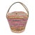 Vintage Rainbow Seagrass Woven Basket: Extra Large Storage, Snake Charmer Basket For Sale