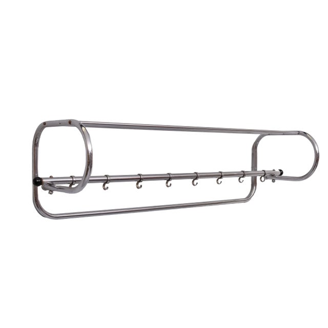 Silver Art Deco Chrome Wall Coat Rack, Holland, 1930s For Sale - Image 8 of 8