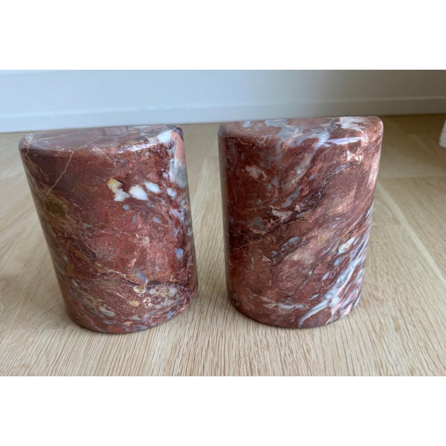 Contemporary Vintage Italian Modern Brecciated Rosso Marble Bookends – Pair For Sale - Image 3 of 7